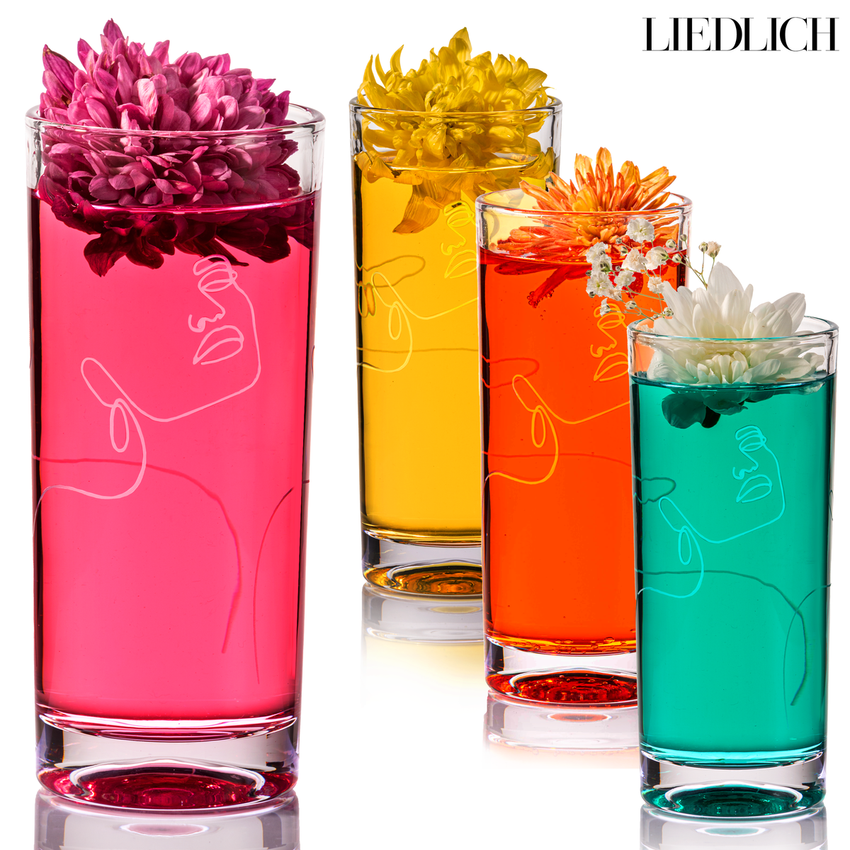 4er Set Liedlich Highball Gläser SimpleLine Gravur