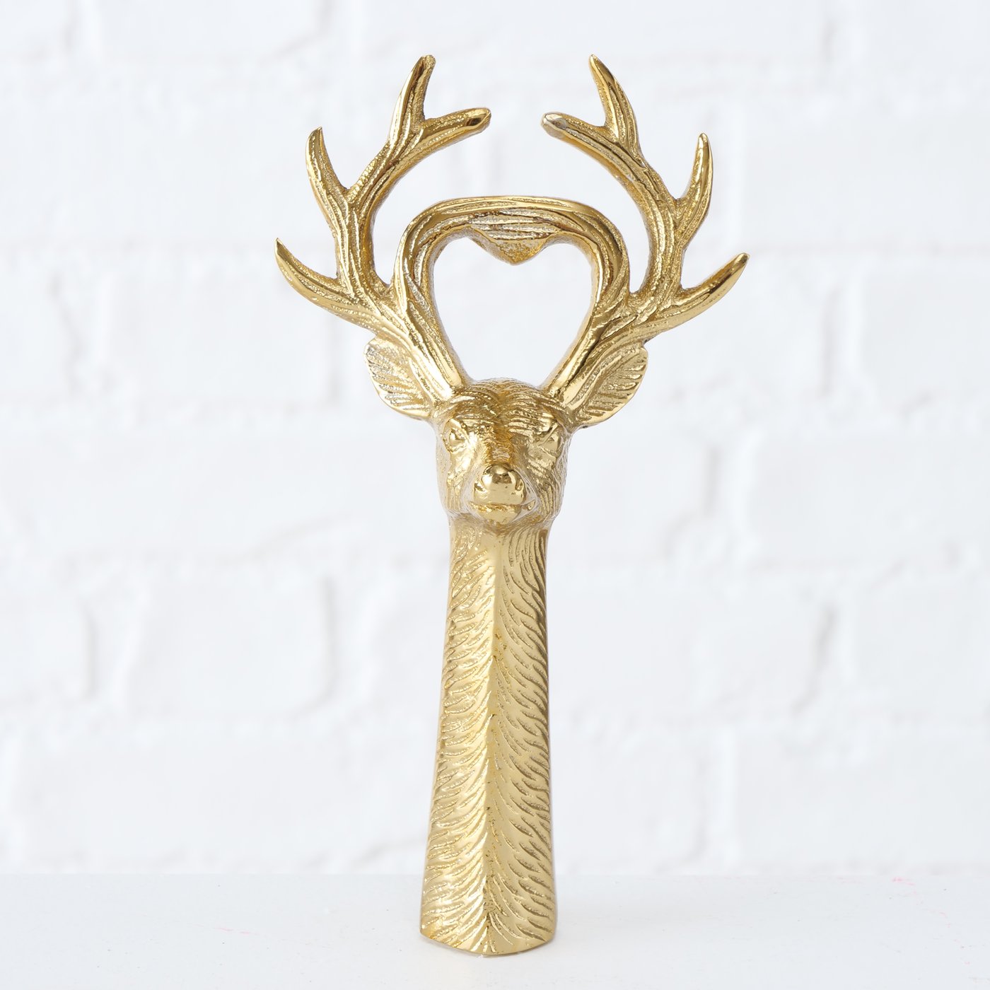 Flaschenöffner Hirschkopf "Terlan" in gold, Metall - 17 cm