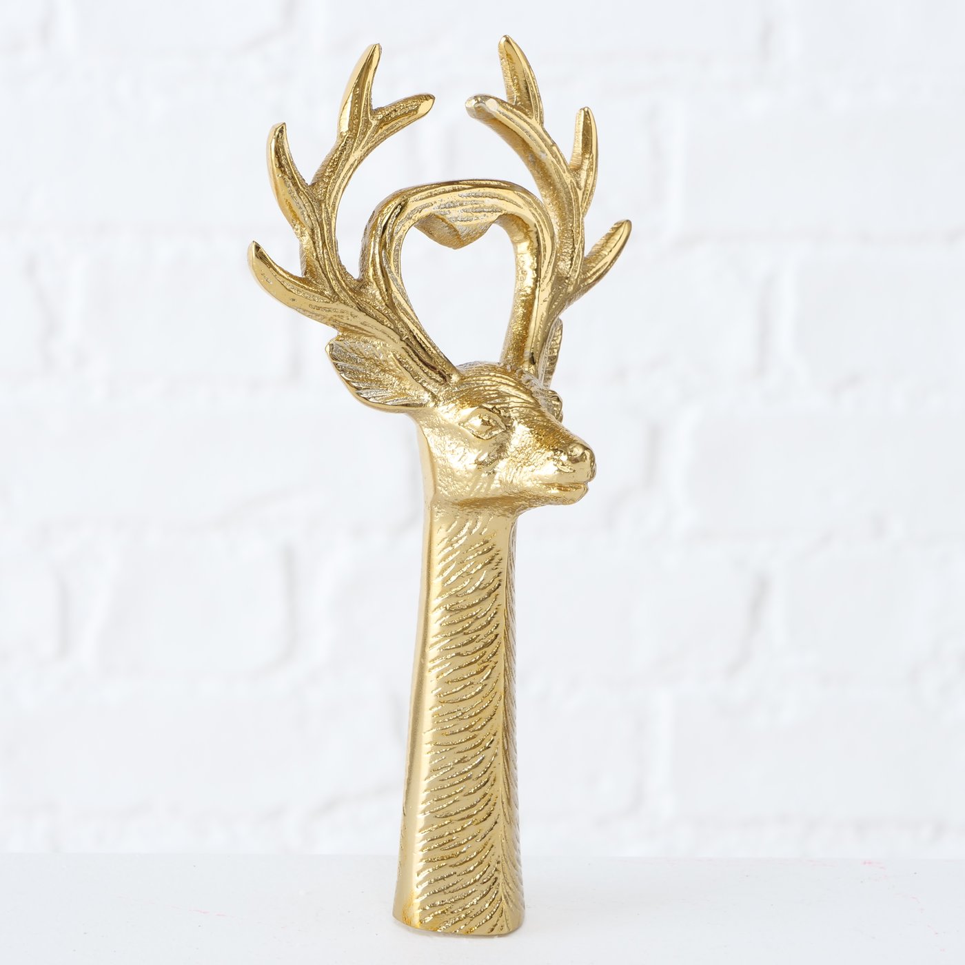 Flaschenöffner Hirschkopf "Terlan" in gold, Metall - 17 cm