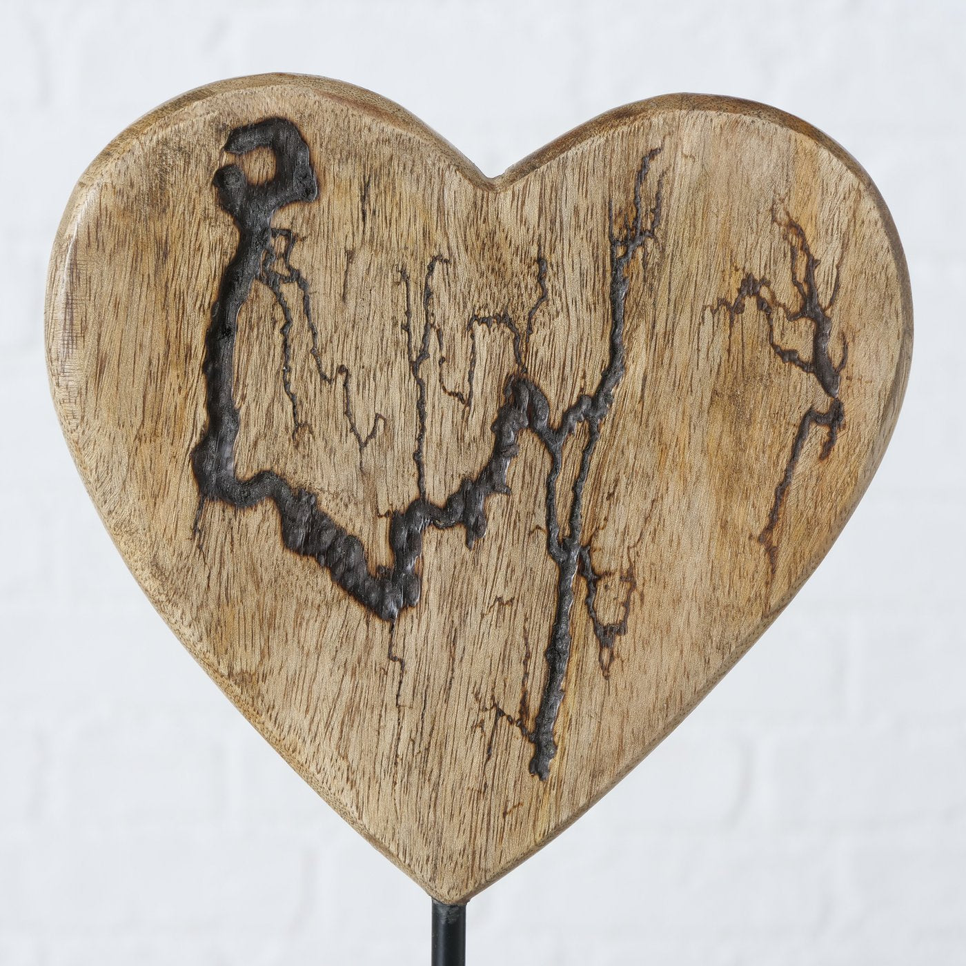 Herz | Stelldeko "Percha" aus Mangoholz, 2er Set mit Standfuß 30 cm - Handmade