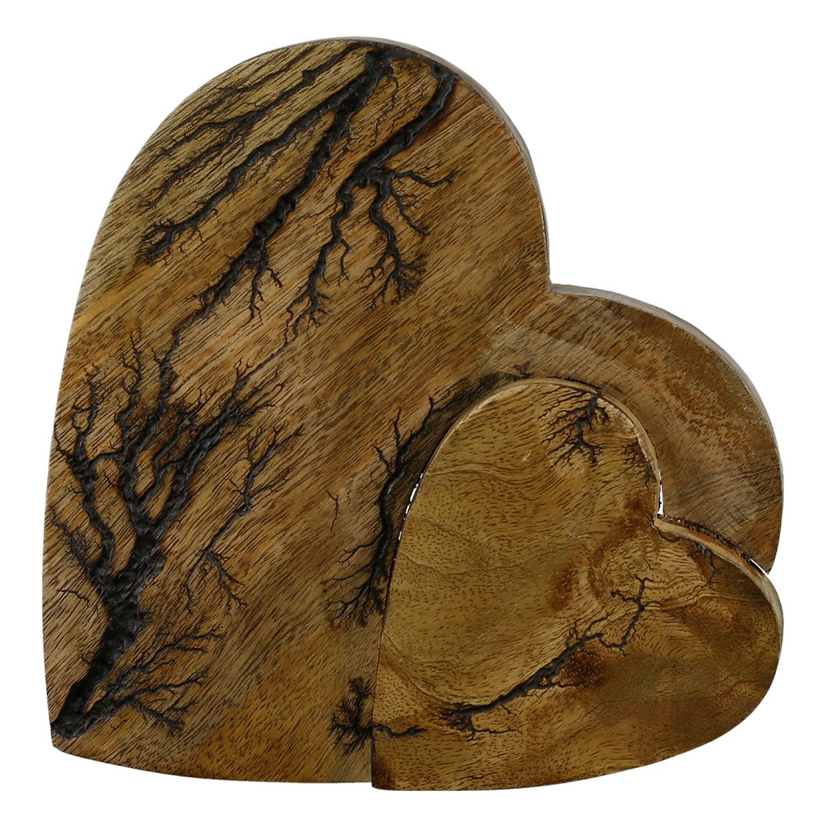 Holz Herz "Rustik" groß, 21 cm, Stelldekoration Doppelherz