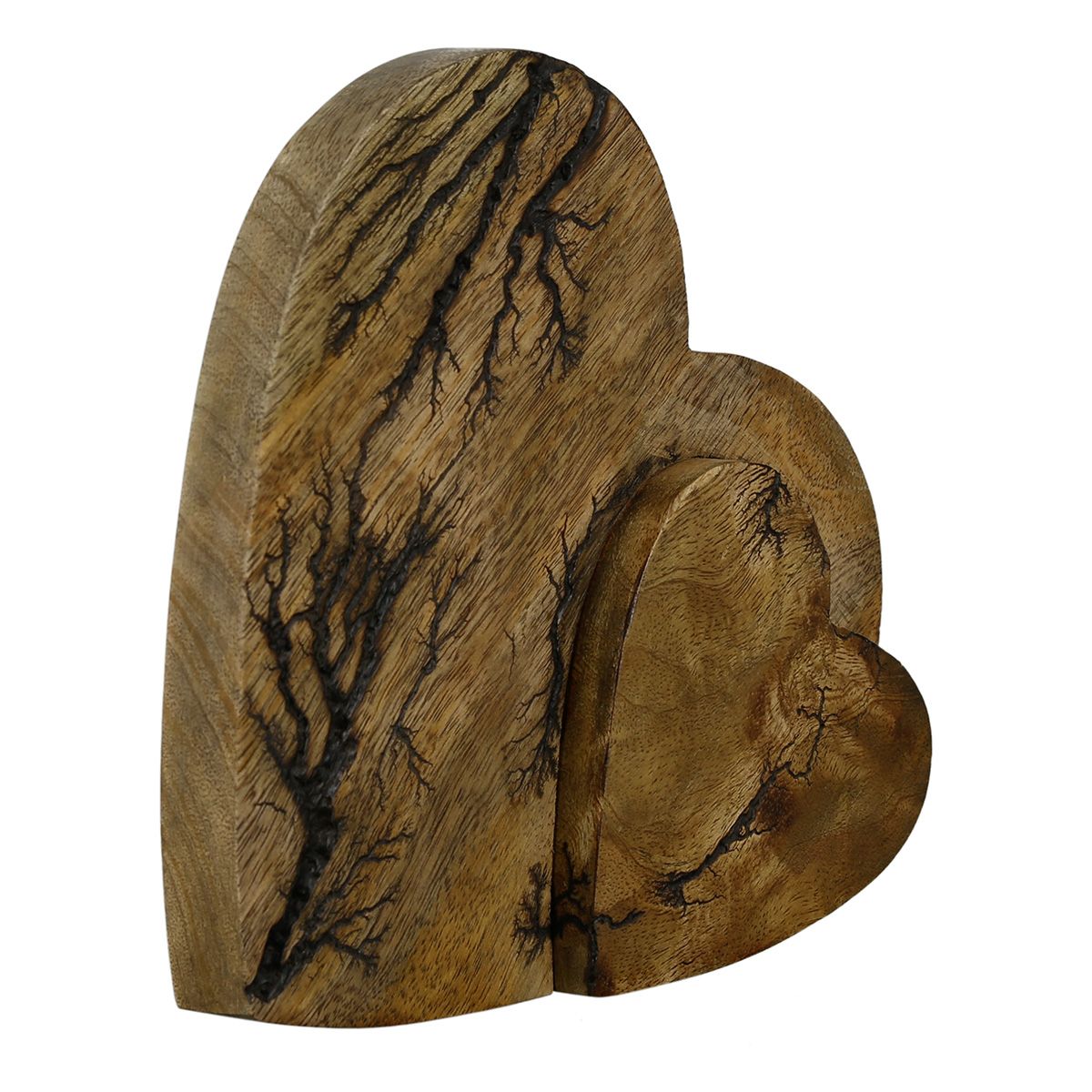 Holz Herz "Rustik" groß, 21 cm, Stelldekoration Doppelherz