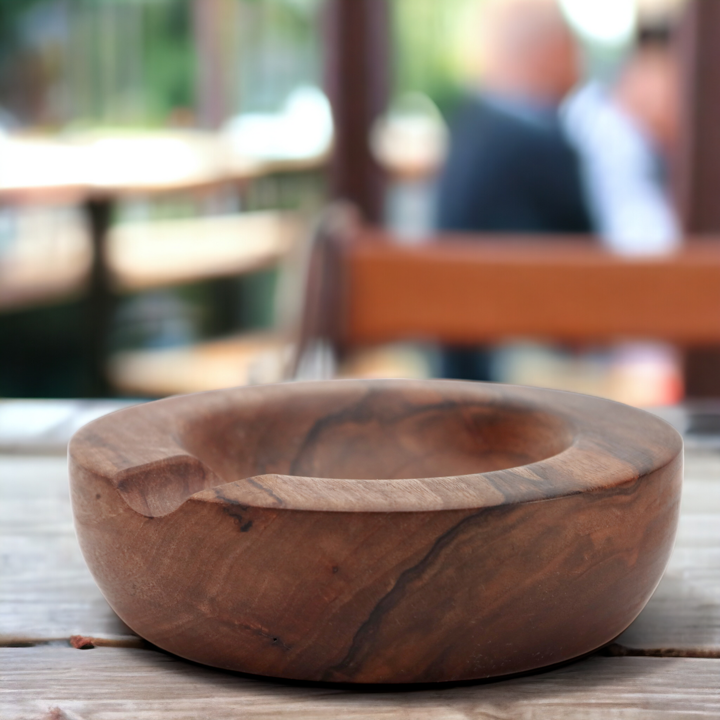 Zigarren Aschenbecher aus Olivenholz - echte Handarbeit Griechenland - 14 cm