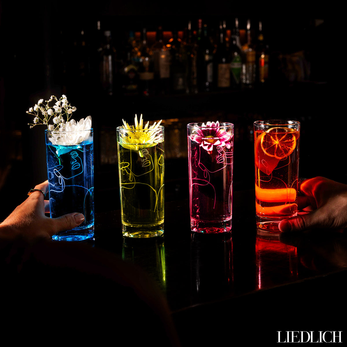 4er Set Liedlich Highball Gläser SimpleLine Gravur