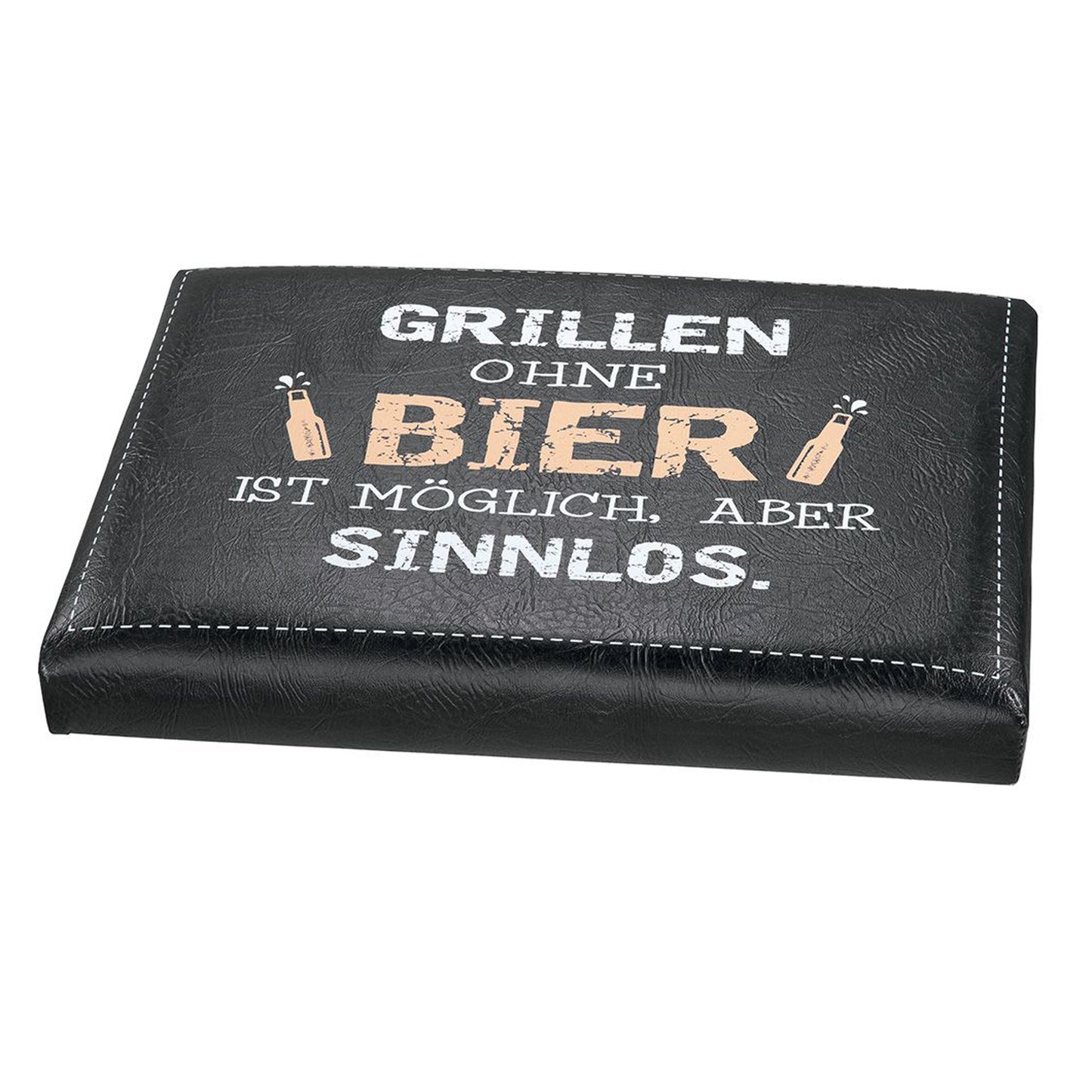 Bierkastensitz | Sitzauflage | Sitzpolster mir lustigem Spruch "Grillen ohne Bier ist sinnlos" 44 cm