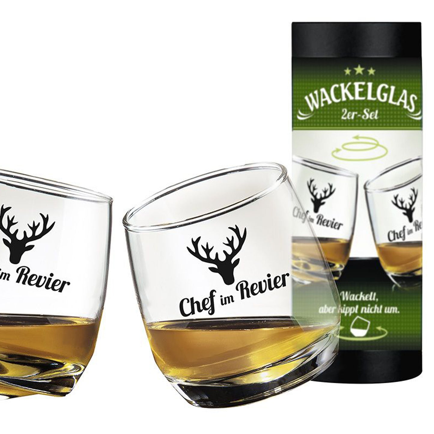 Whiskey Glas | Wackelglas "Chef" 2er-Set