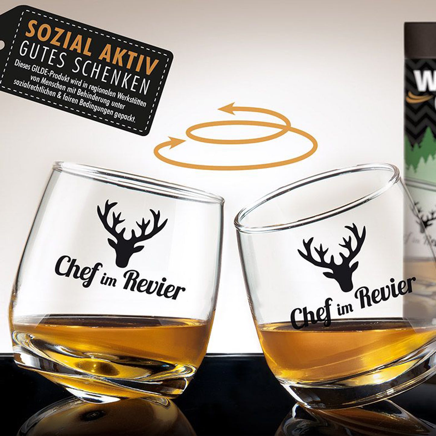 Whiskey Glas | Wackelglas "Chef" 2er-Set