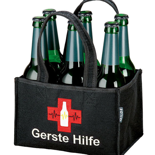 Tragetasche für Bierflaschen aus Filz Männergeschenk "Gerste Hilfe"