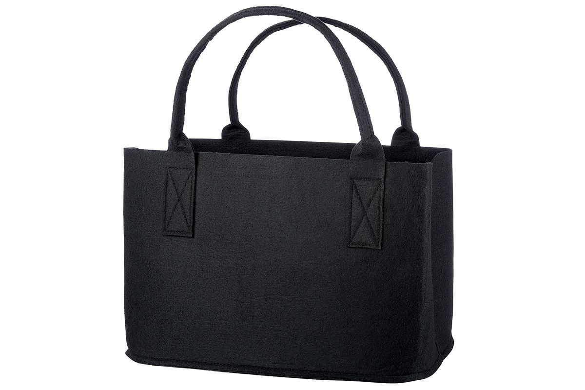 Tasche "Visione 2" aus Filz mit Henkelschlaufen und modernem Motiv, schwarz - 40 cm