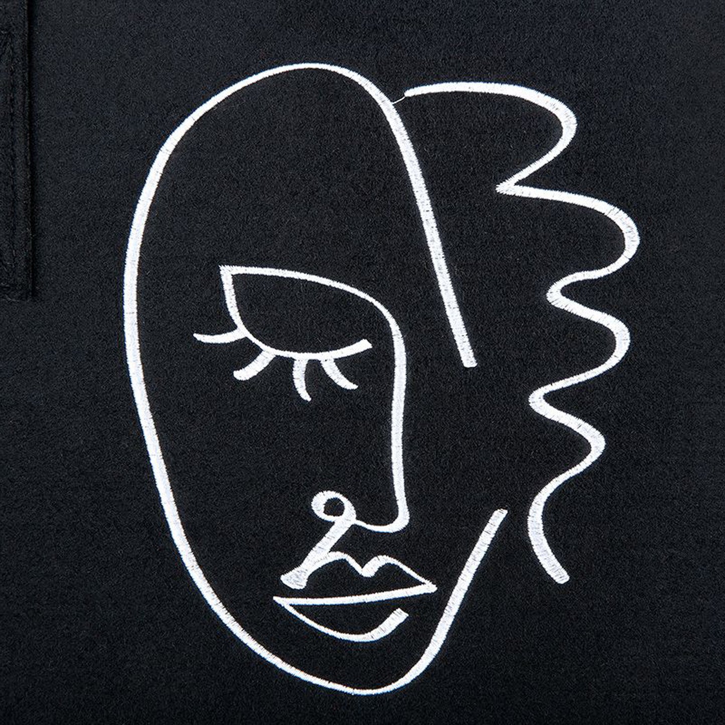 Tasche "Visione 1" aus Filz mit Henkelschlaufen und modernem Motiv, schwarz - 40 cm
