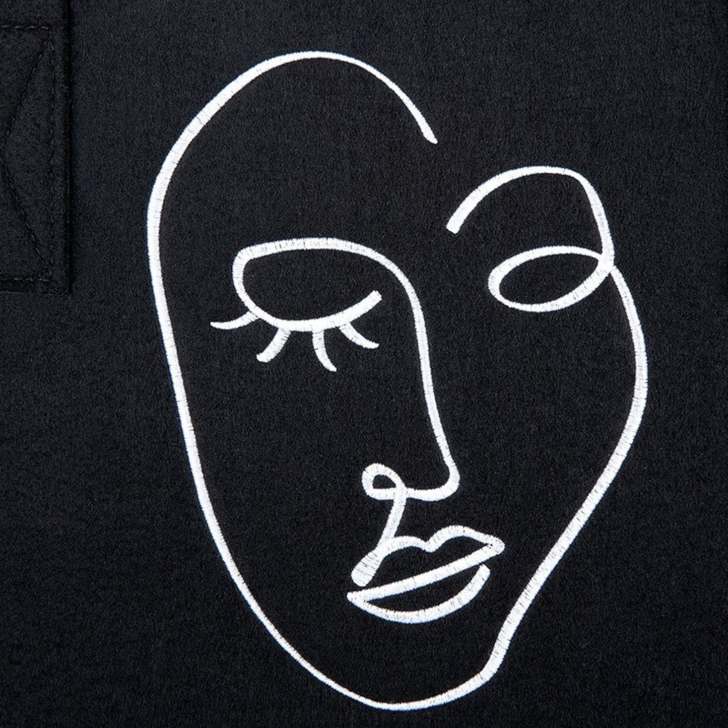 Tasche "Visione 2" aus Filz mit Henkelschlaufen und modernem Motiv, schwarz - 40 cm