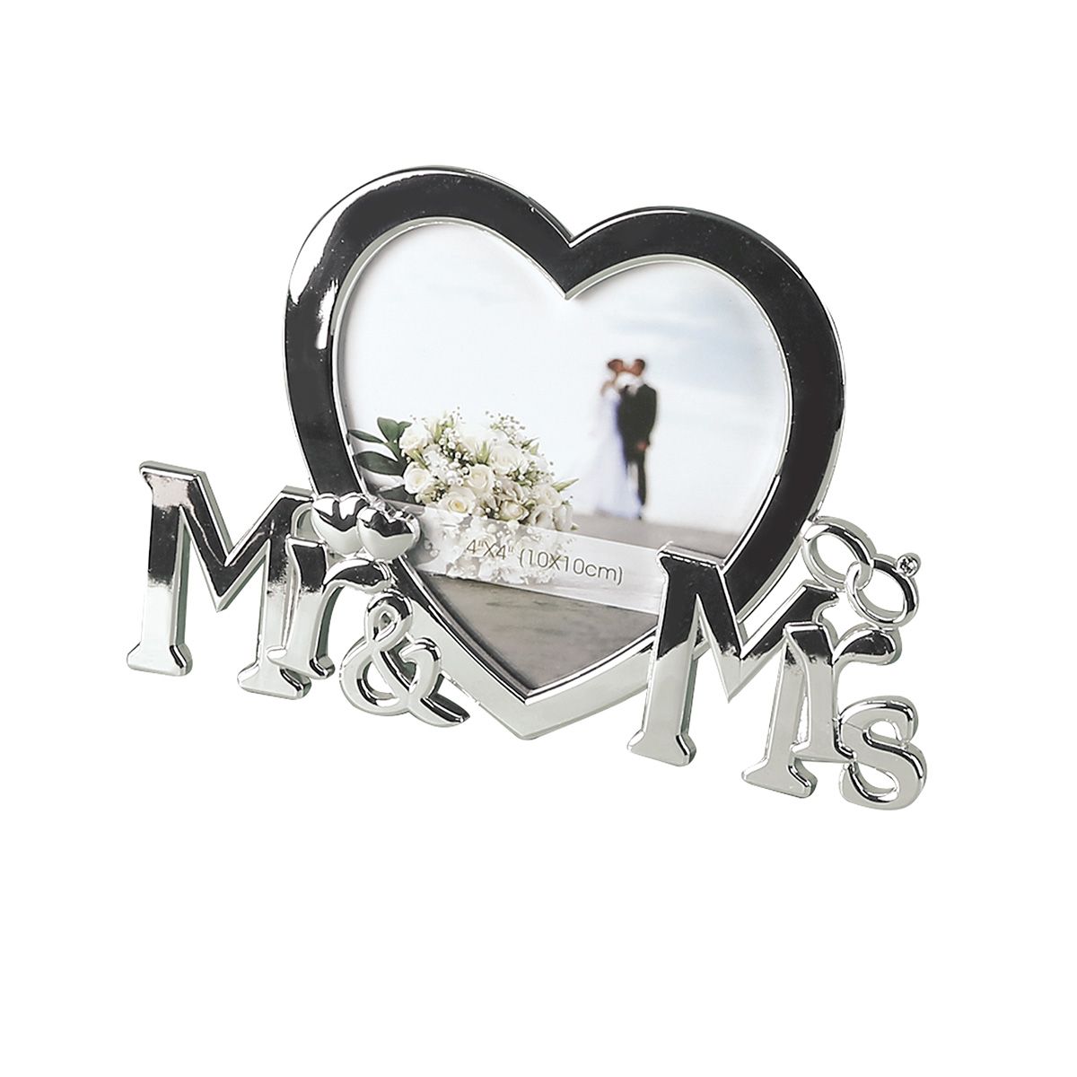 Herz Fotorahmen "Wedding" | "Love" - silber, 12 x 18 cm - Mr. & Mrs.