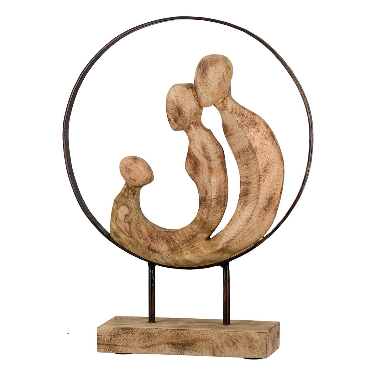 Skulptur "Familia" Mangoholz/Metall 41 cm
