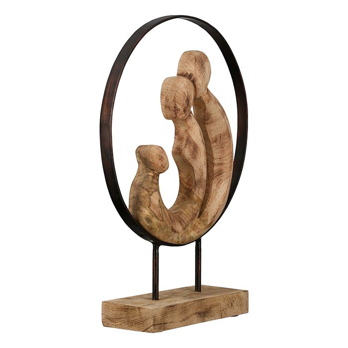 Skulptur "Familia" Mangoholz/Metall 41 cm