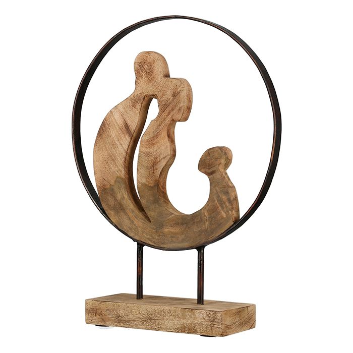 Skulptur "Familia" Mangoholz/Metall 41 cm