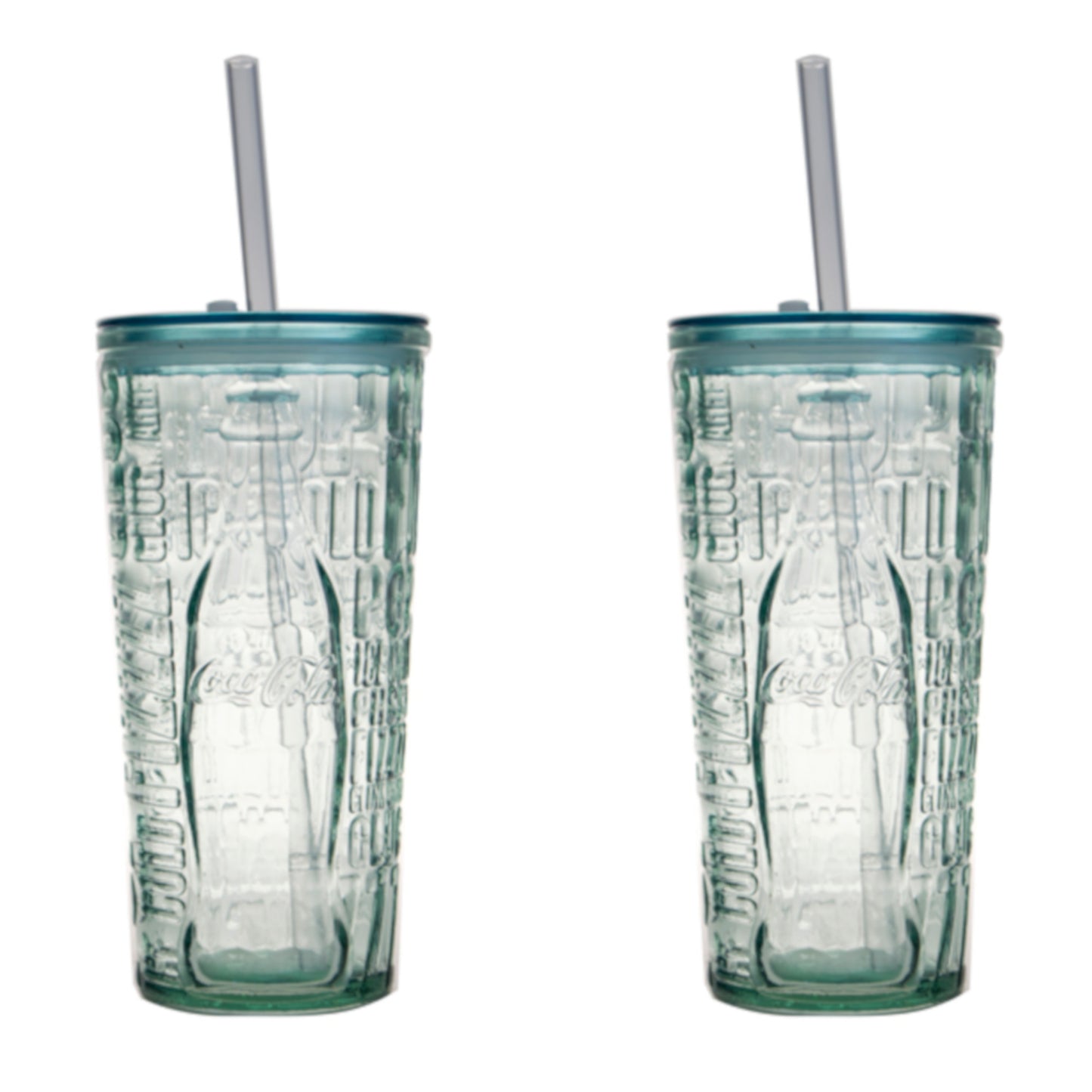 2er Set Coca Cola® Trinkglas "to go" №4 mit Strohhalm und Deckel, auslaufsicher - 500 ml