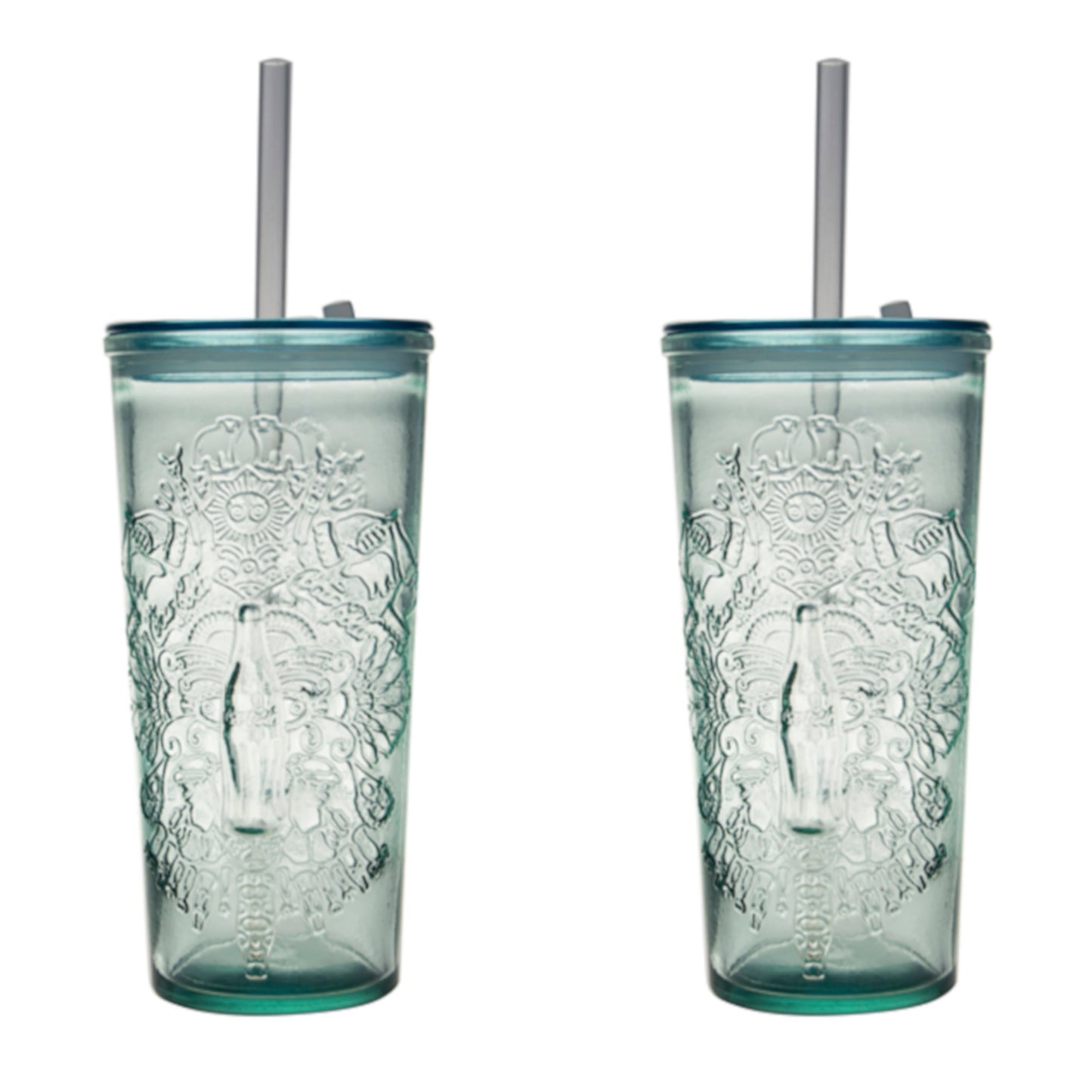 2er Set Coca Cola® "to go"Trinkglas №6 mit Strohhalm und Deckel, auslaufsicher 500 ml