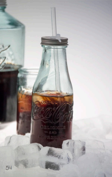 3er Set Coca Cola® Glasflasche "to go" - mit Strohhalm 550 ml Trinkflasche