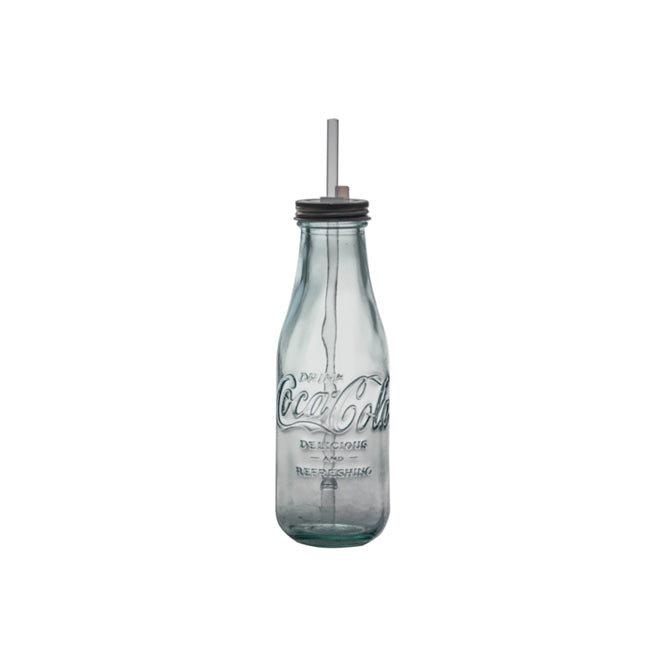 3er Set Coca Cola® Glasflasche "to go" - mit Strohhalm 550 ml Trinkflasche