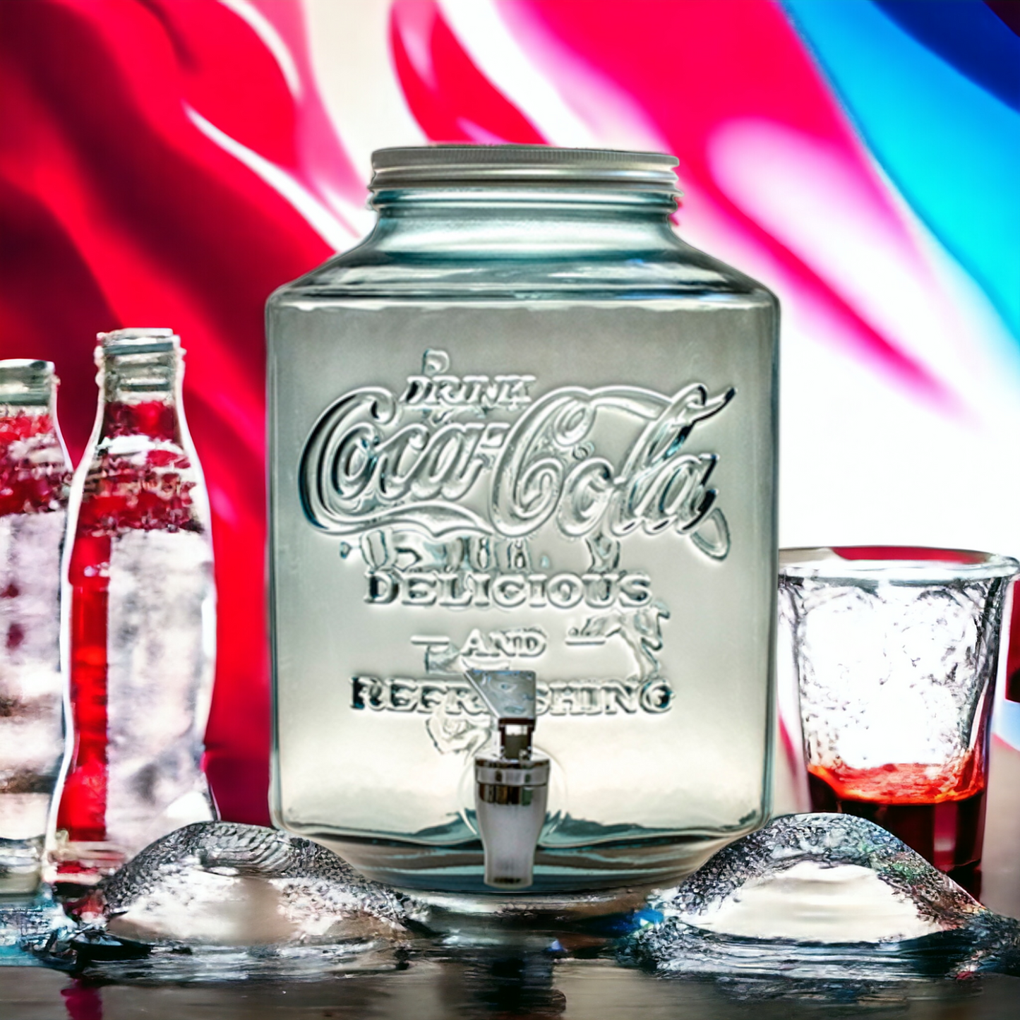 Coca Cola® Getränkespender Glas mit Zapfhahn 5 l - 26 cm
