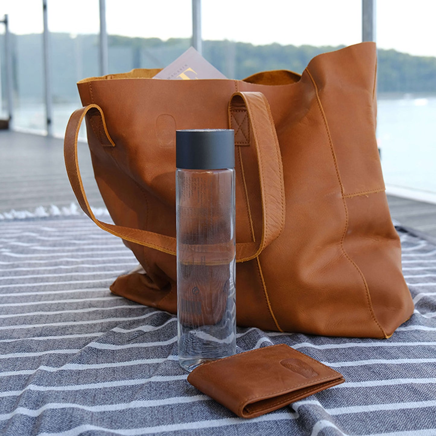 Ledertasche | Shoppen "Renee" aus Büffelleder -braun Naturprodukt - Unikat - 33 x 36 cm