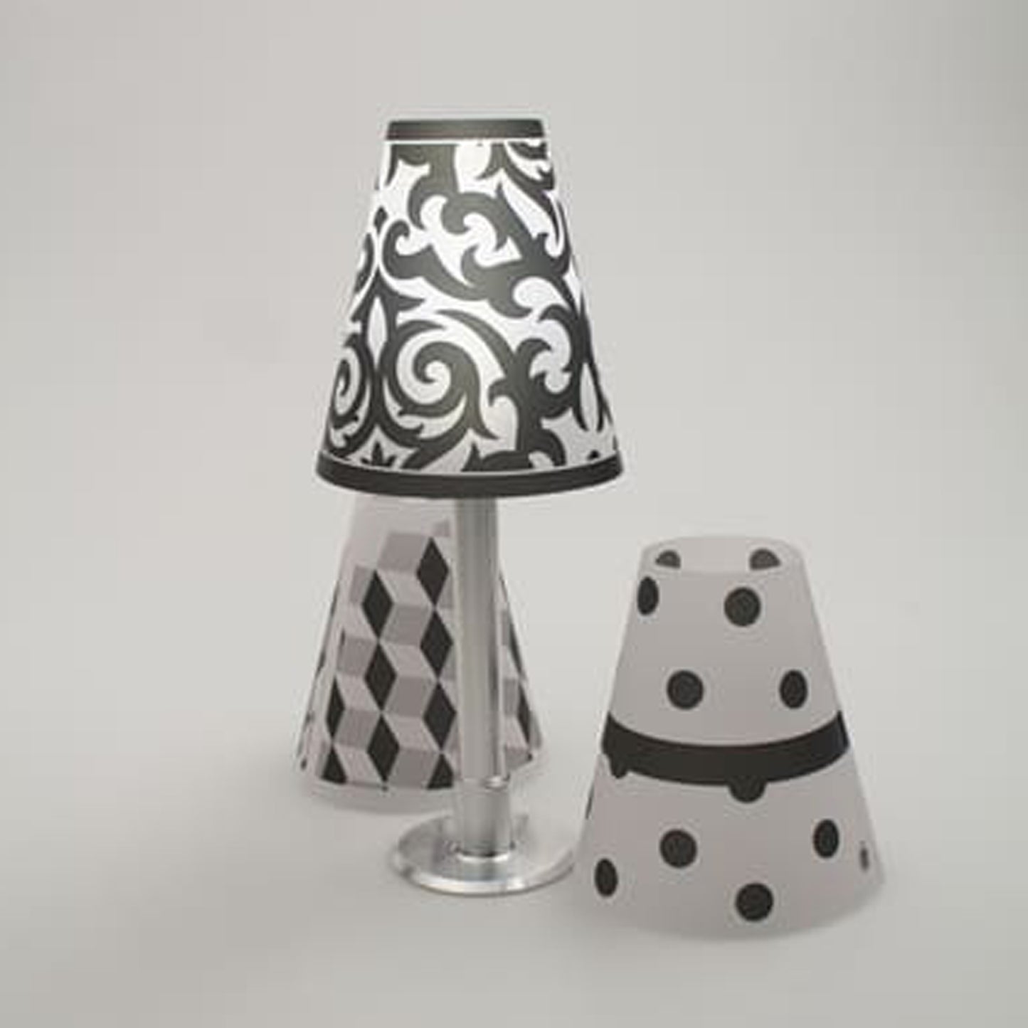 Tischleuchte BOT09-4 mit austauschbaren Lampenschirmen (Kaltweiß)