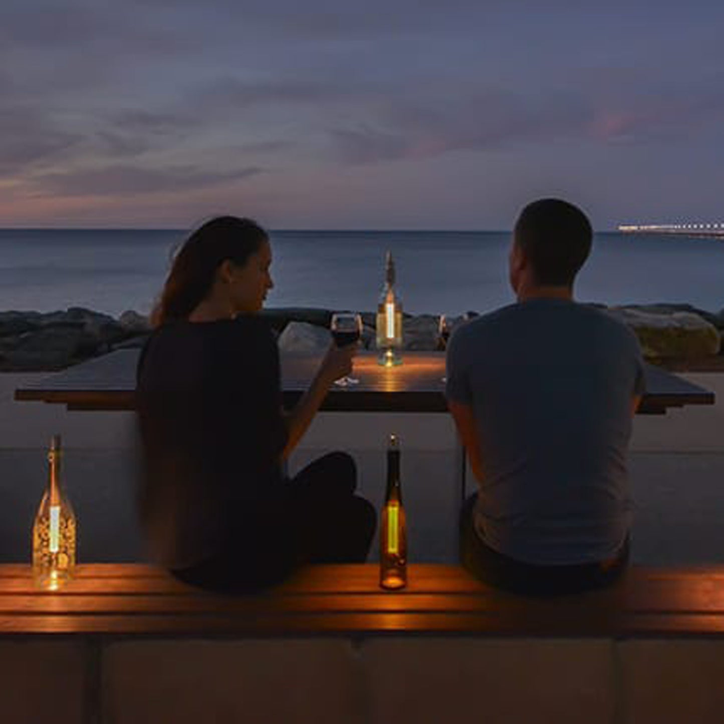 Flaschenleuchte BOT04-w für leere Wein- und sonstige Flaschen, Dimmbar (Warmweiß)