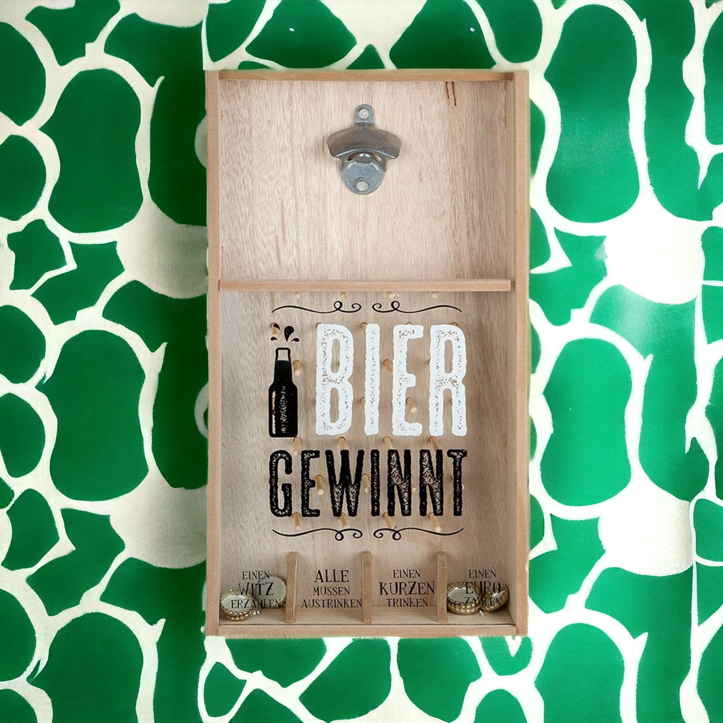 Kronkorken-Spiel | Partyspaß "BIER GEWINNT" aus MDF - 48 x 26 x 7 cm