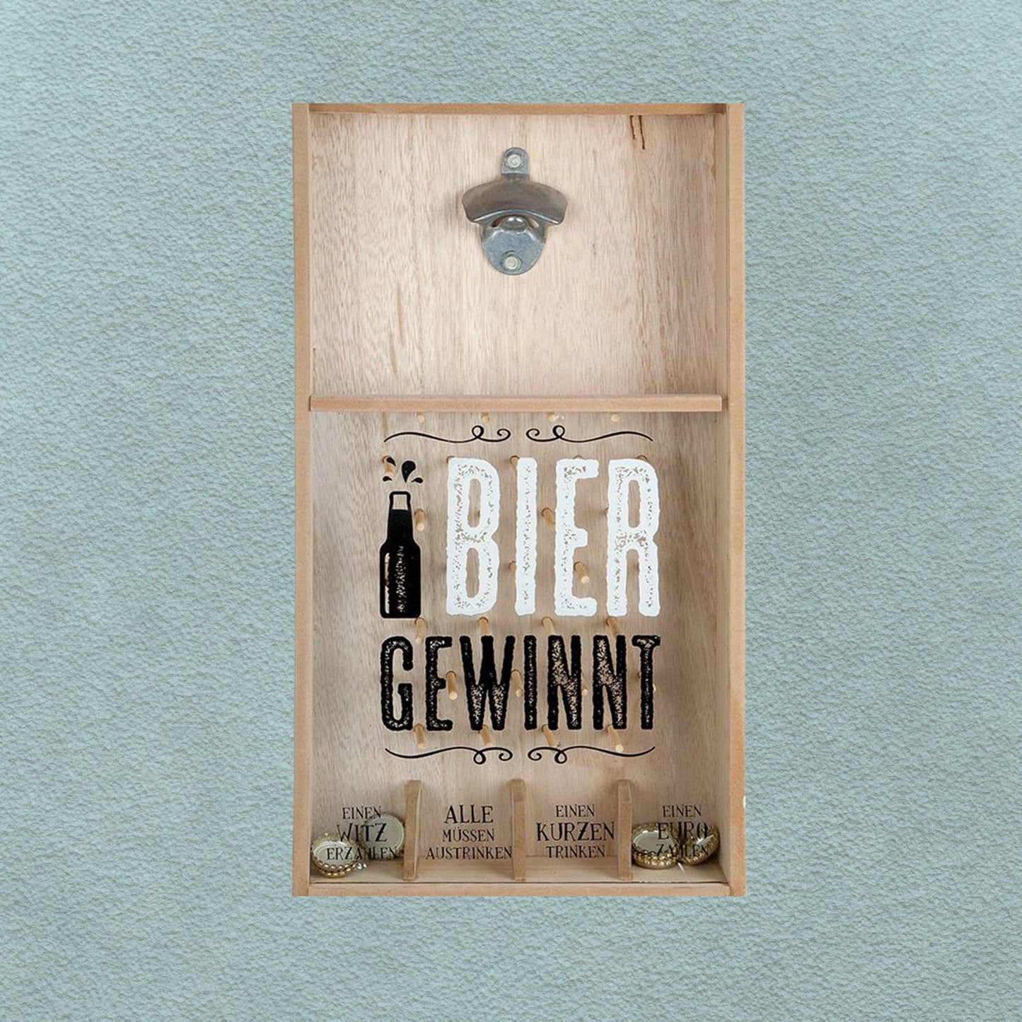 Kronkorken-Spiel | Partyspaß "BIER GEWINNT" aus MDF - 48 x 26 x 7 cm