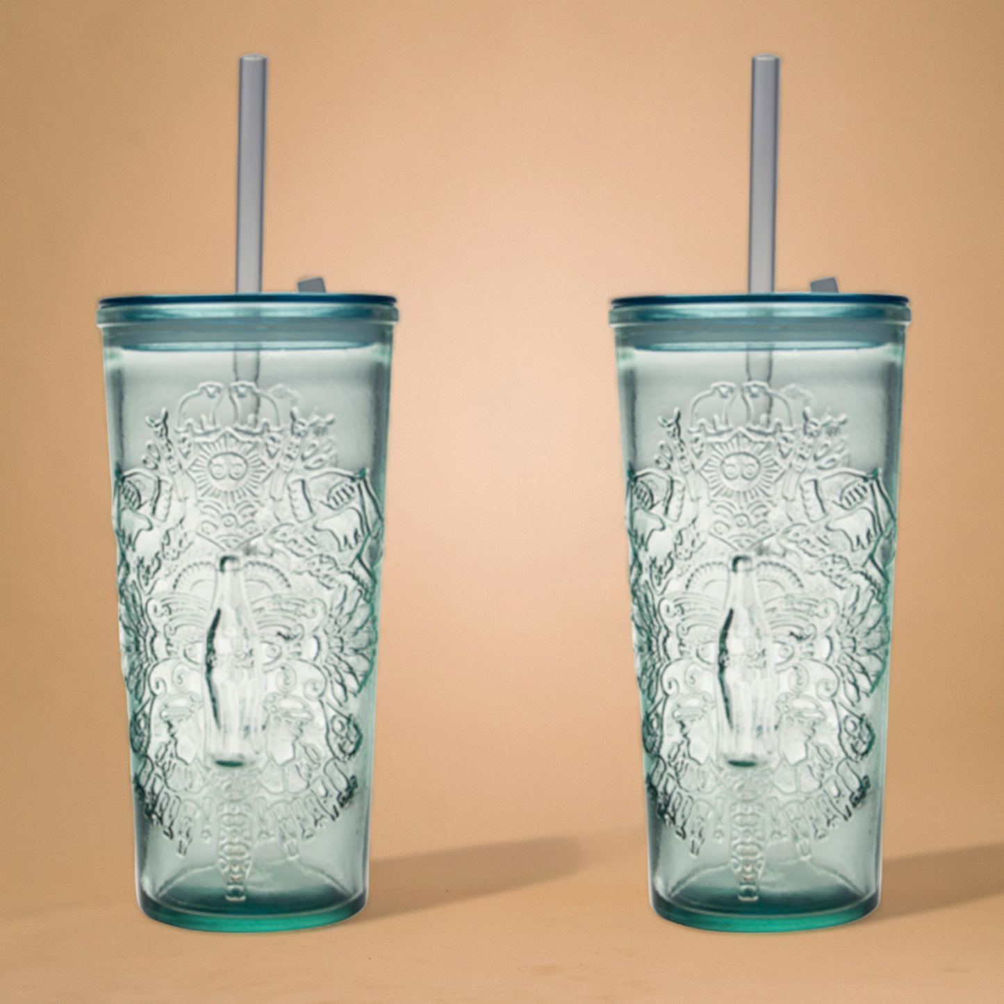 2er Set Coca Cola® "to go"Trinkglas №6 mit Strohhalm und Deckel, auslaufsicher 500 ml