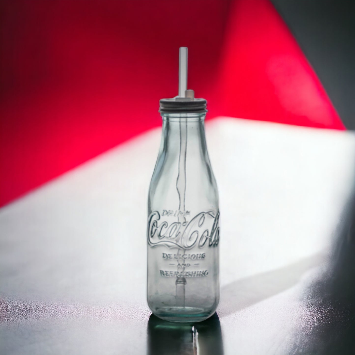 Coca Cola® Glasflasche "to go" - mit Strohhalm 550 ml Trinkflasche