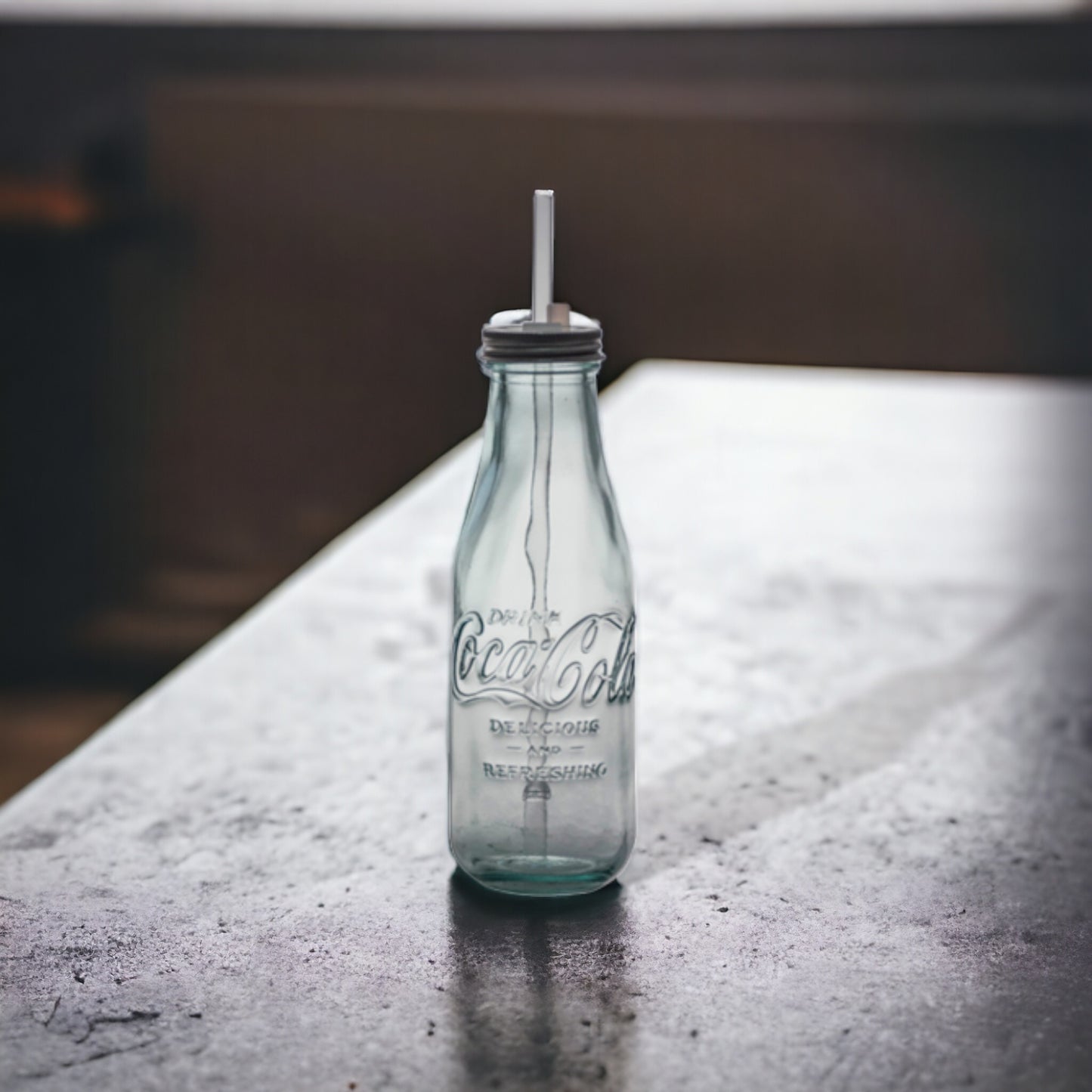 Coca Cola® Glasflasche "to go" - mit Strohhalm 550 ml Trinkflasche