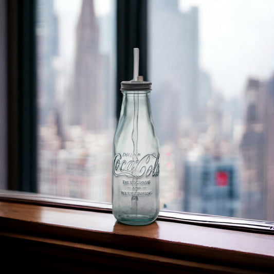 Coca Cola® Glasflasche "to go" - mit Strohhalm 550 ml Trinkflasche