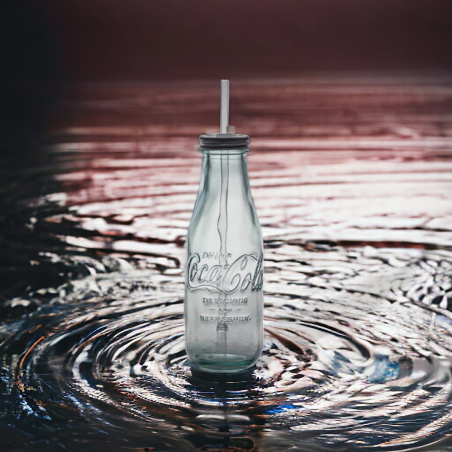 Coca Cola® Glasflasche "to go" - mit Strohhalm 550 ml Trinkflasche