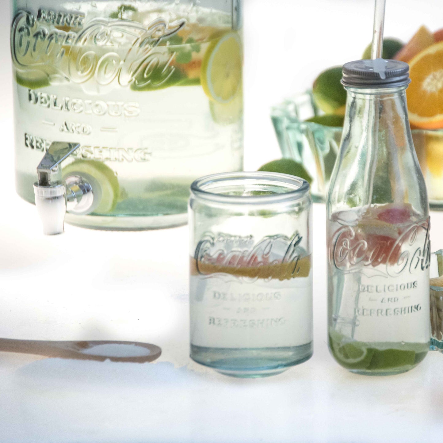 Coca Cola® Glasflasche "to go" - mit Strohhalm 550 ml Trinkflasche
