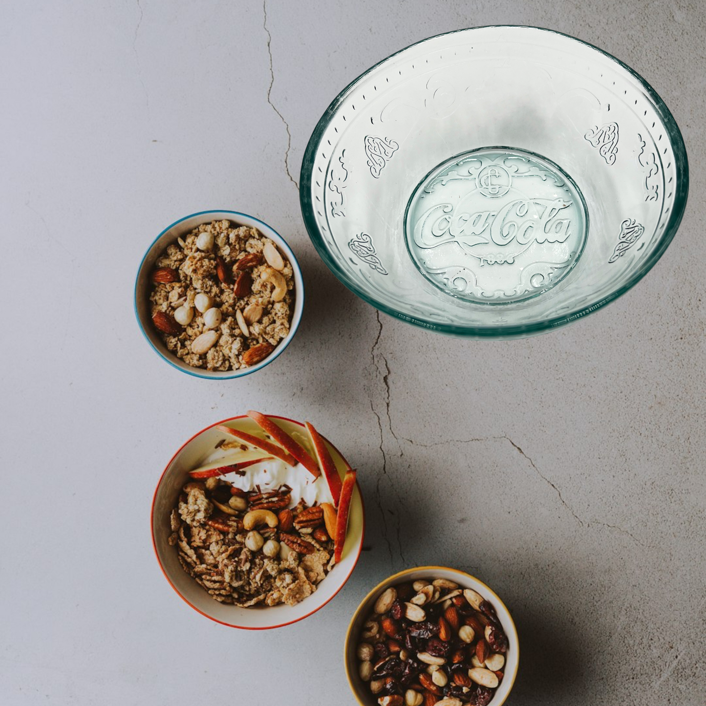 2er Set Coca Cola® Glasschalen, für Müsli, Dip, Salat, Schüssel - 15,5 cm