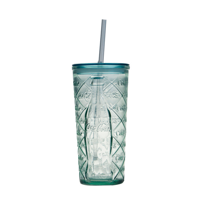 2er Set Coca Cola® Trinkglas №5 mit Strohhalm und Deckel, auslaufsicher - 500 ml