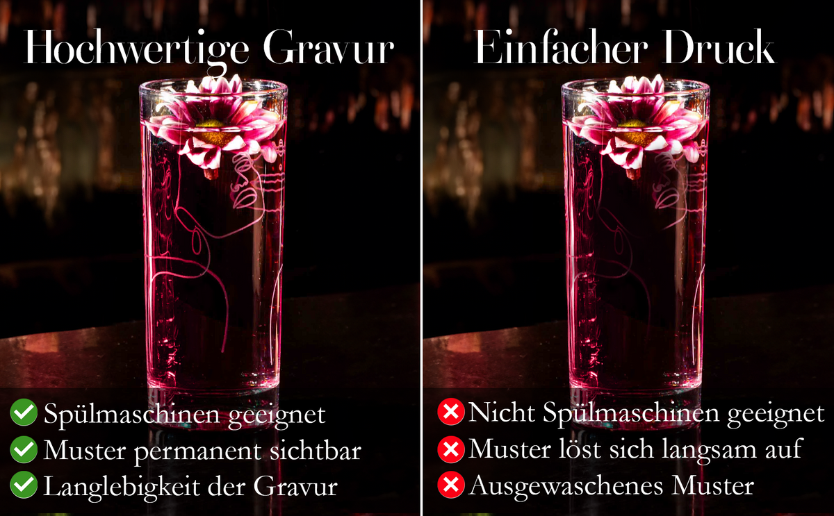 4er Set Liedlich Highball Gläser SimpleLine Gravur