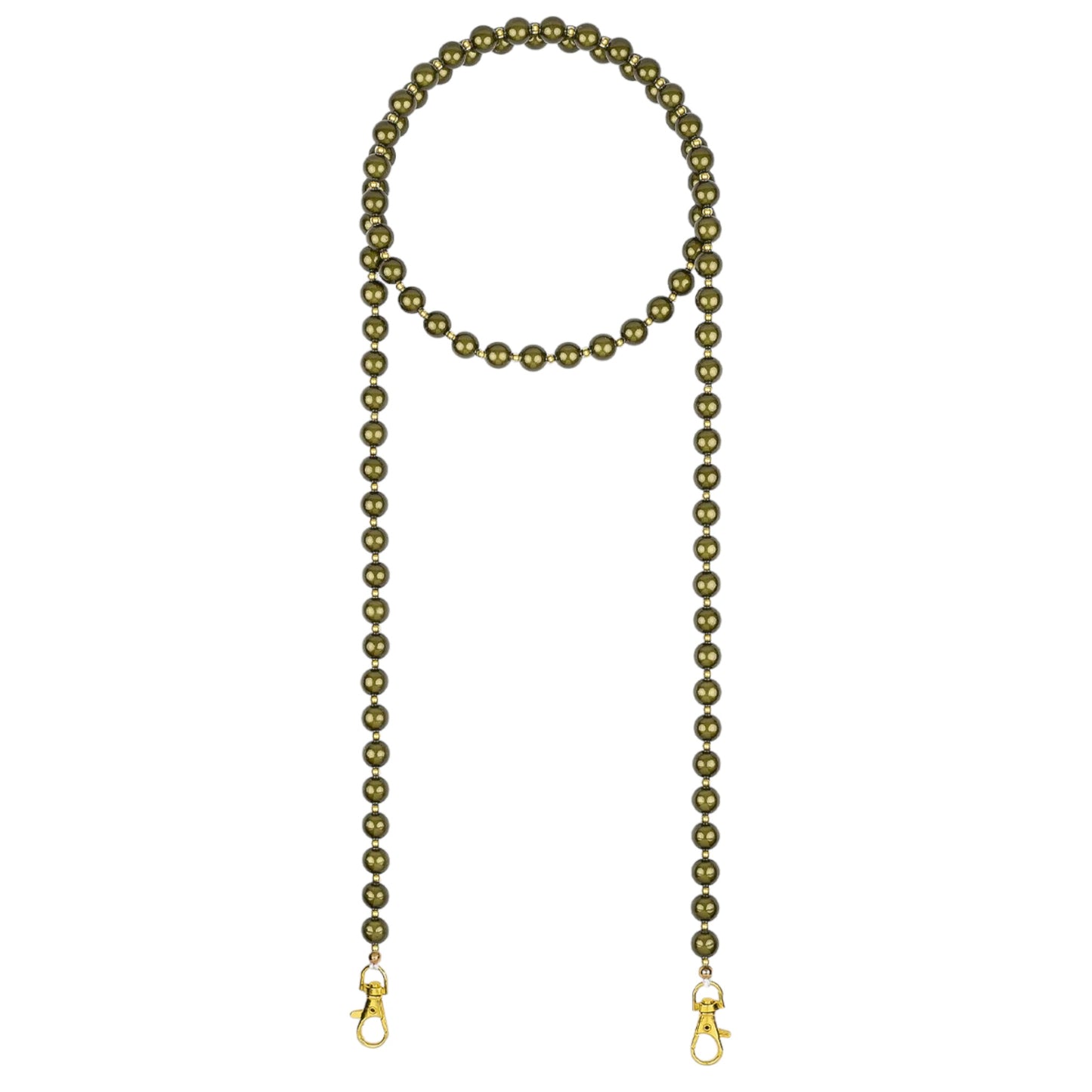 Handykette "Ella in Love", aus 12 mm Perlen "Oliv-Gold" - 137 cm inkl. Adapter