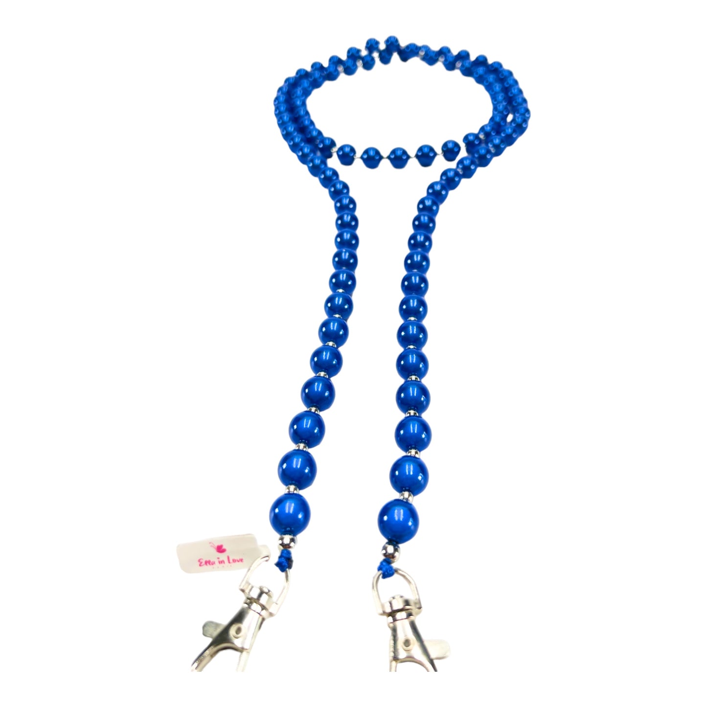 Handykette "Ella in Love", aus 12 mm Perlen "Royalblau" - 137 cm inkl. Adapter