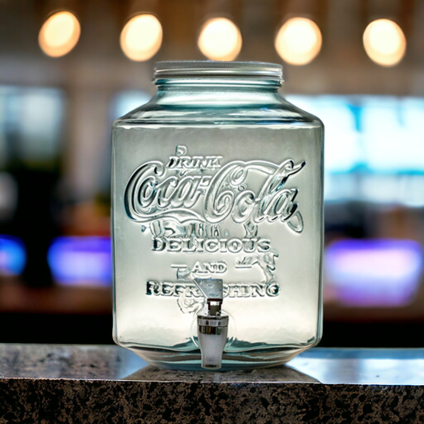 Coca Cola® Getränkespender Glas mit Zapfhahn 5 l - 26 cm