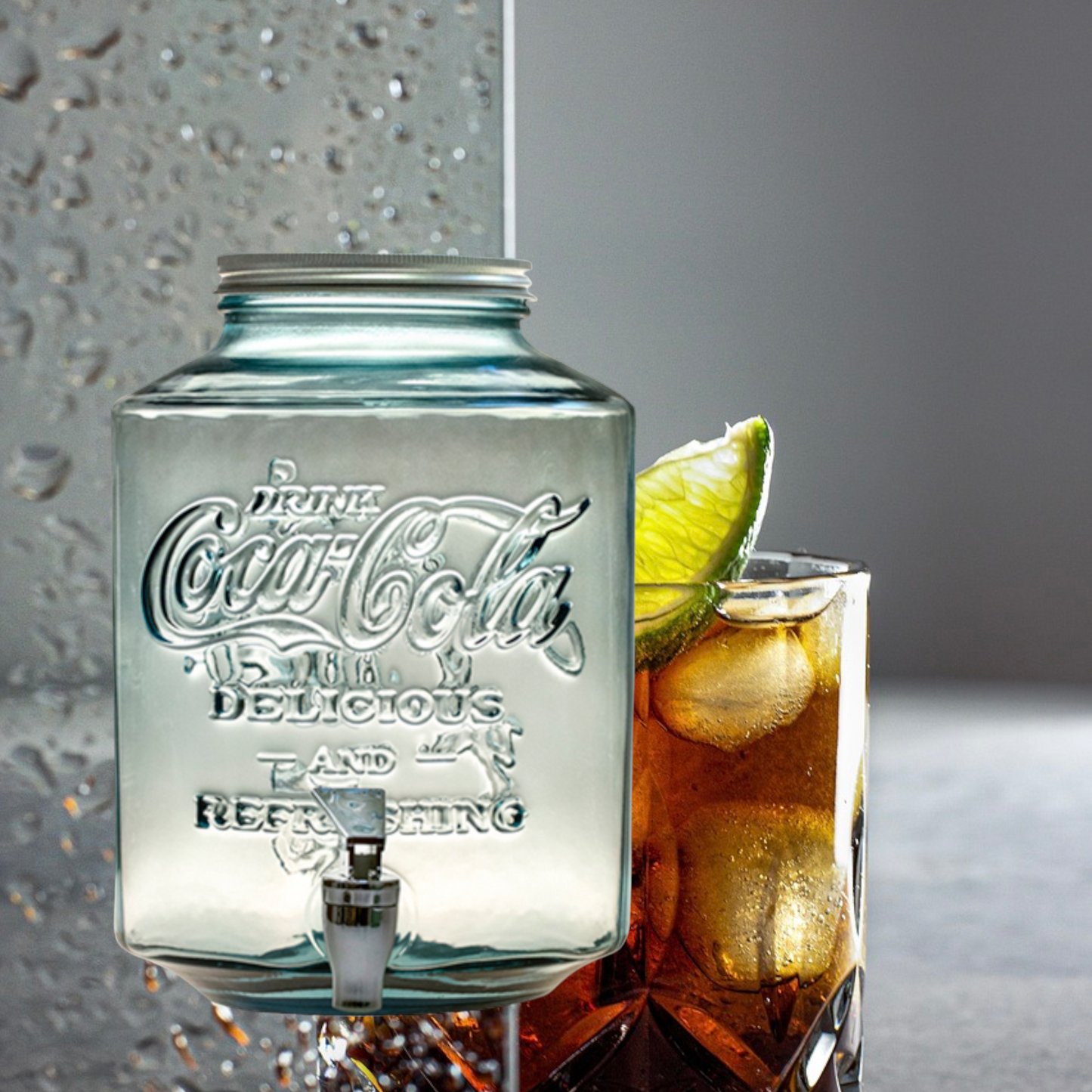 Coca Cola® Getränkespender Glas mit Zapfhahn 5 l - 26 cm