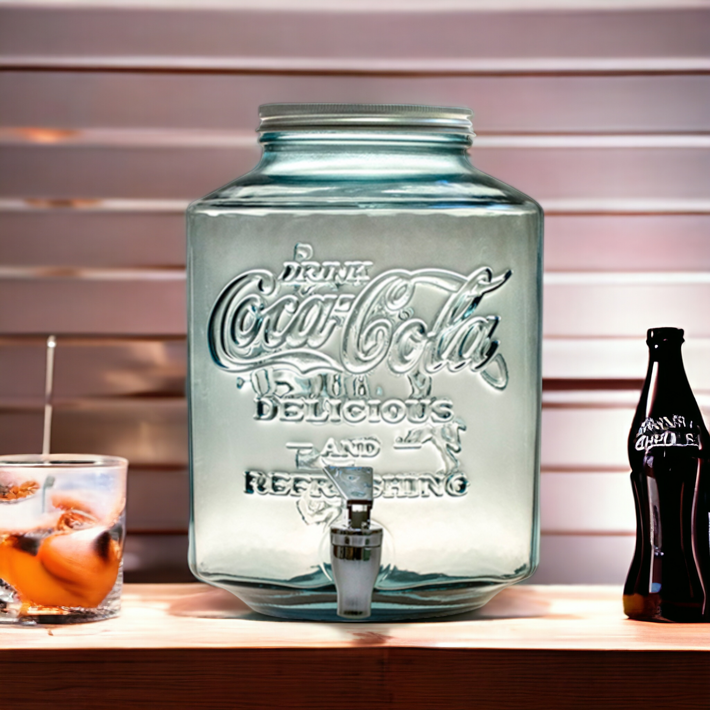 Coca Cola® Getränkespender Glas mit Zapfhahn 5 l - 26 cm