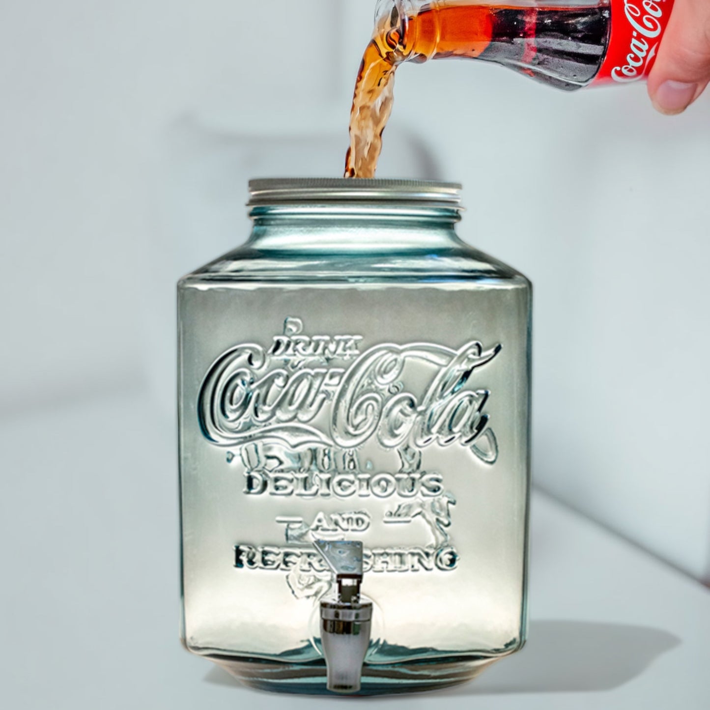 Coca Cola® Getränkespender Glas mit Zapfhahn 5 l - 26 cm
