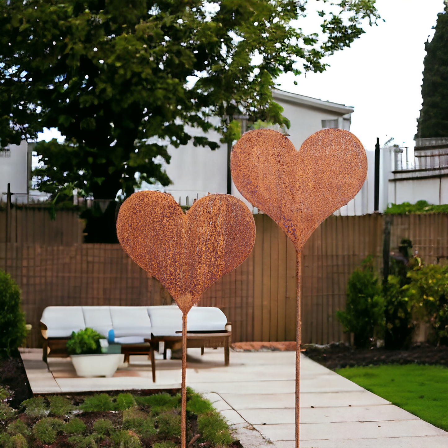 Metallherz | Gartenstecker "Mondo" - Edelrost - Höhe 120 cm