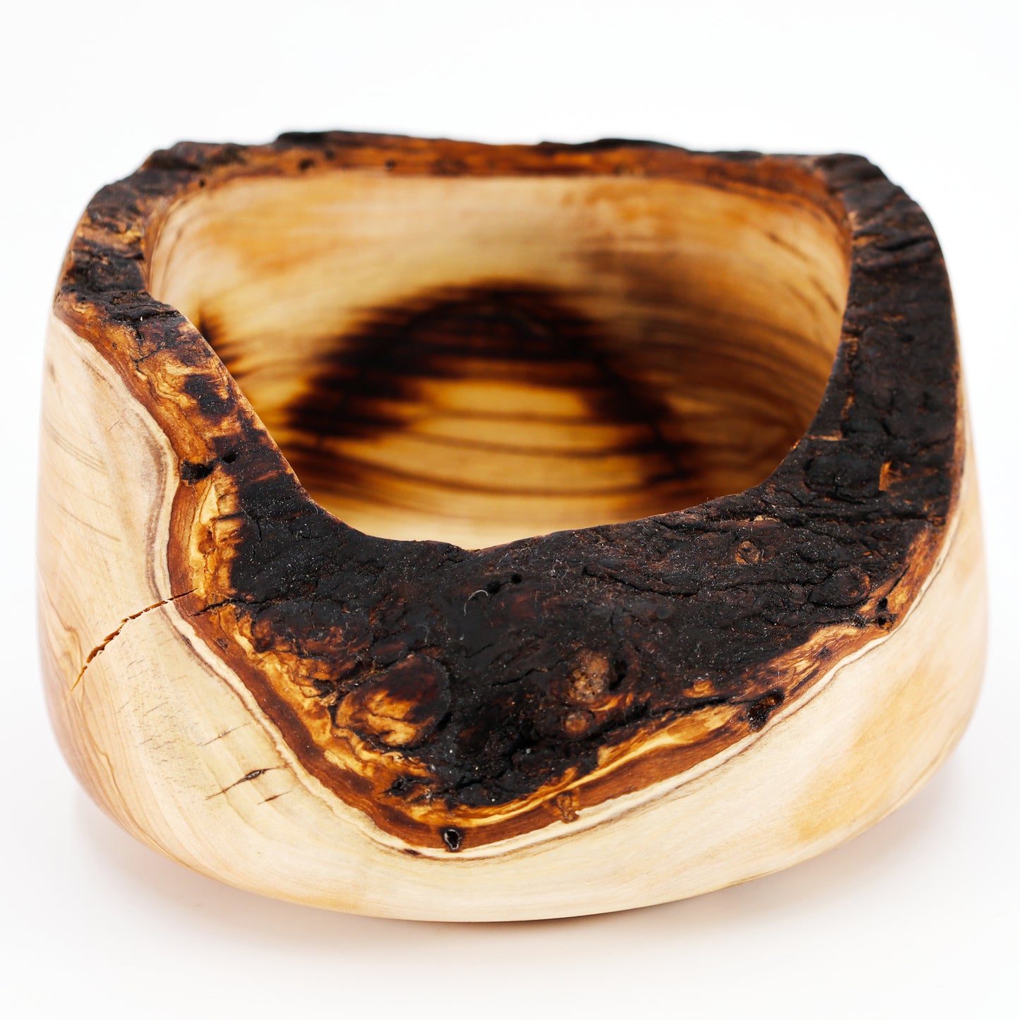Schale "Natural Edge" aus Olivenholz rustikal 18 cm Handmade, Unikat