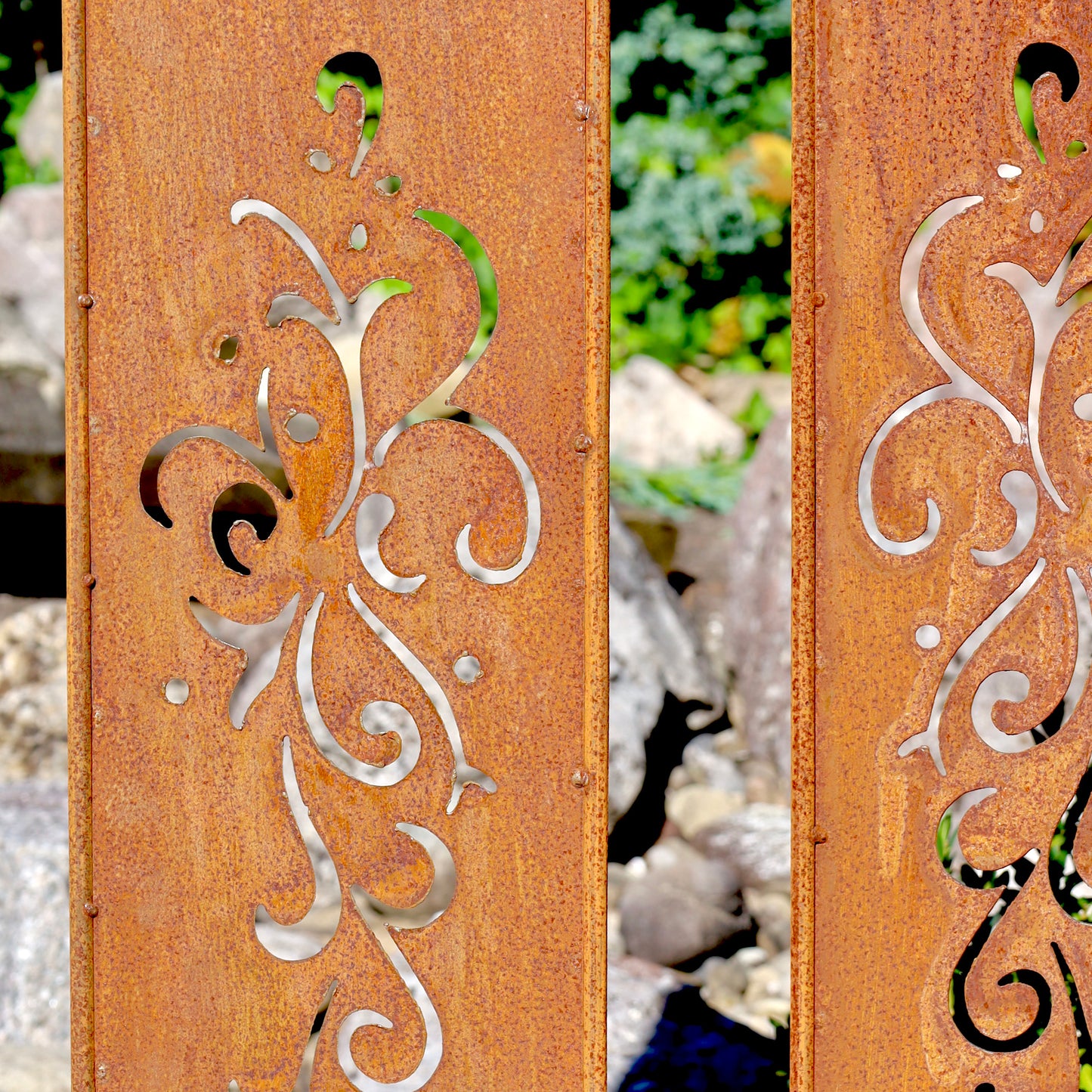 Gartendeko | Tafel "Ornament", Sichtschutz Edelrost - 20 x 100 cm