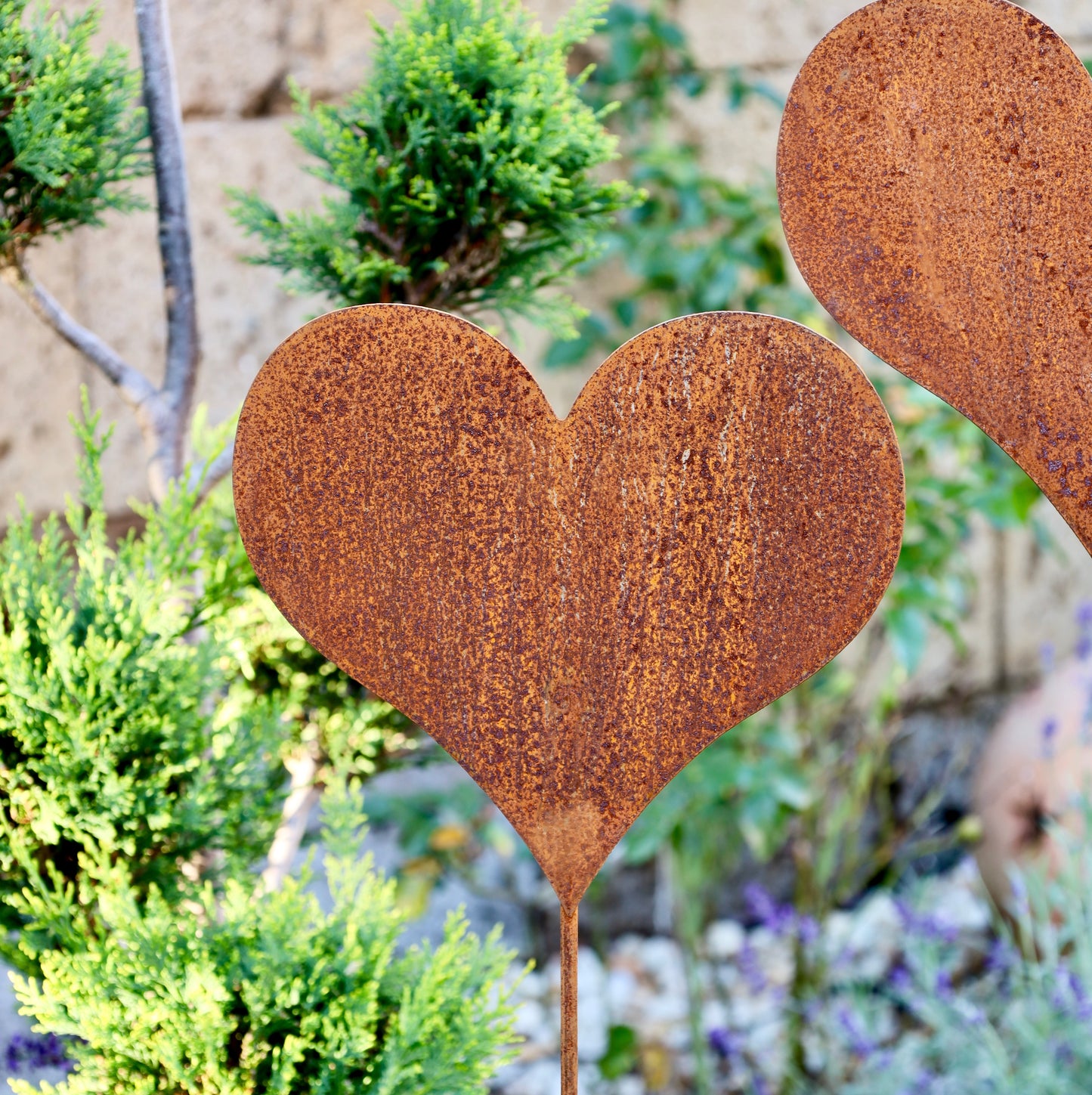 Metallherz | Gartenstecker "Mondo" - Edelrost - Höhe 120 cm