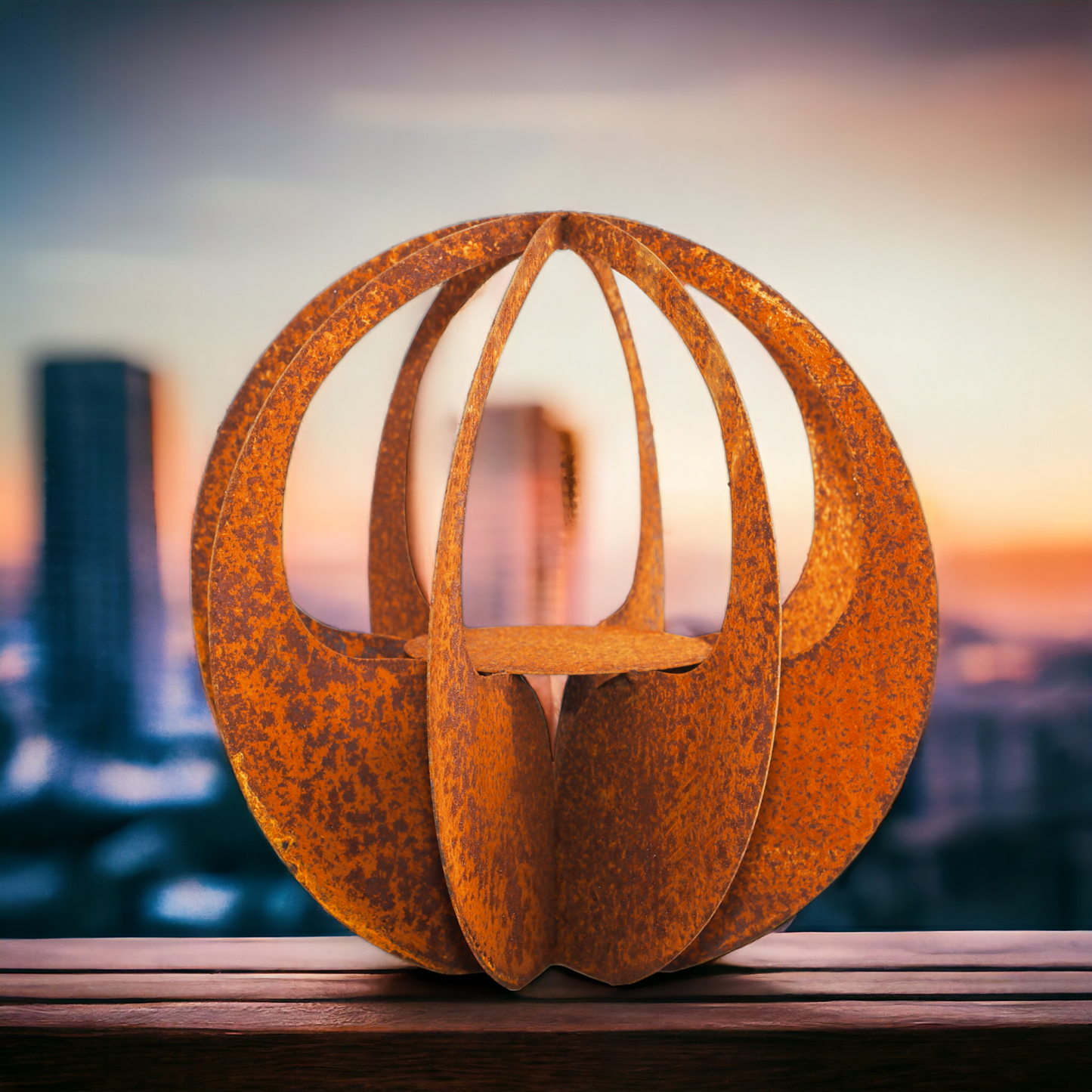 Dekoobjekt | Skulptur "Kugel" Metall Edelrost - 30 cm
