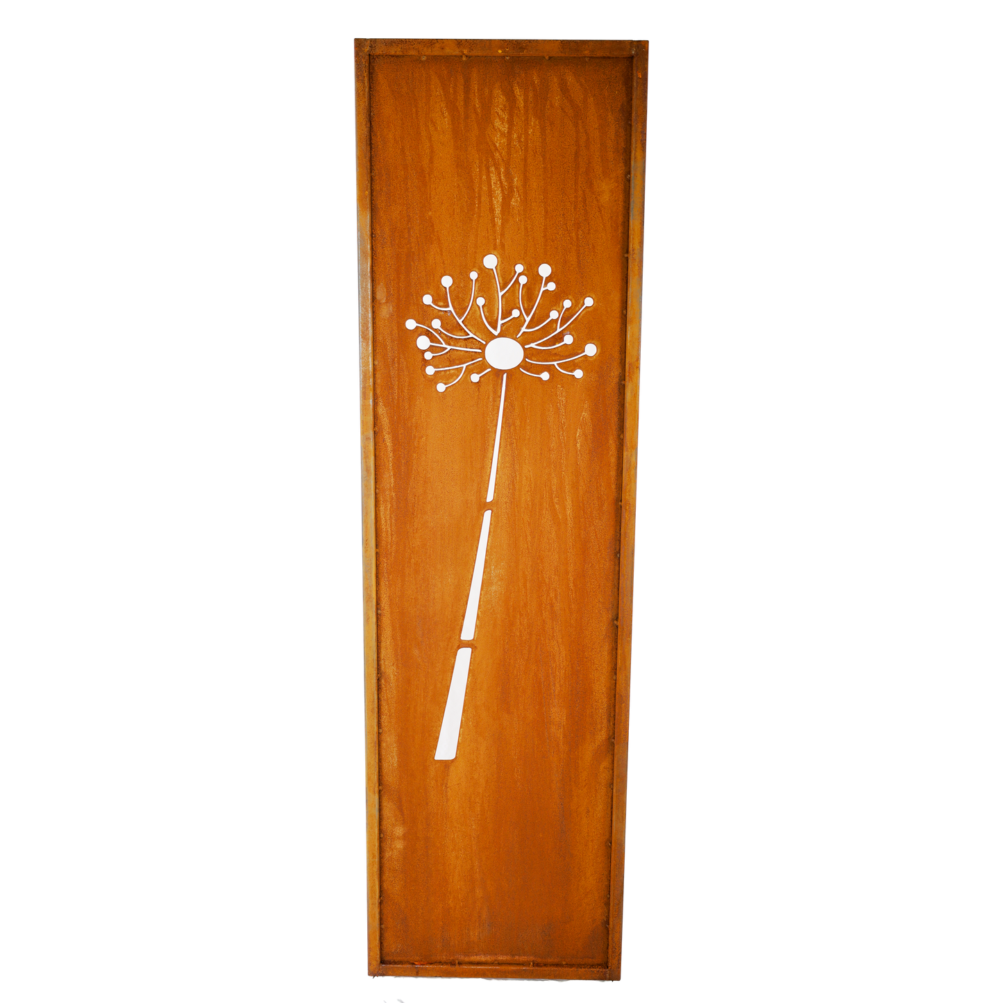 Sichtschutzwand "Pusteblume" Metall Edelrost 3-teilig 140 x 40 cm mit Erdspieß